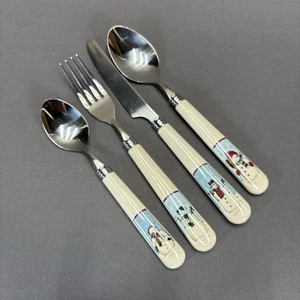 Meiwa Snowmen Serenade II Flatware Place Setting 4 Pc Knife Fork Spoon Holiday - Picture 1 of 9