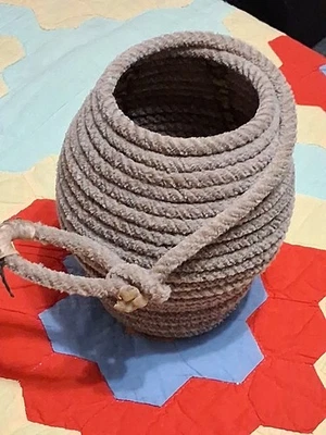 Cesta de cuerda Latiat hecha a mano aprox. Mango reforzado de cuero crudo 1920 color natural A-16 Foto 1 de 4