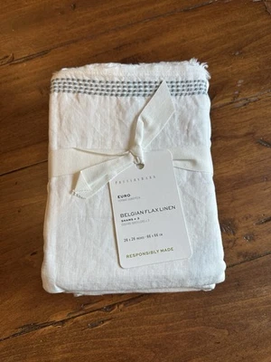 3 КЕРАМИКИ АМБАРА БЕЛЬГИЙСКОГО ЛЬНА ЛЬНЯНОЙ БАХРОМЫ ГРАНИЦЫ СИНИЙ СТЕЖОК ЕВРО НАВОЛОЧКИ - Изображение 1 из 4