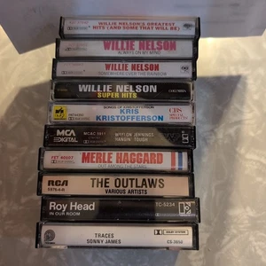 Country Cassette Lot 10 Willie Nelson Kristofferson Haggard Outlaws Chet Atkins - Imagen 1 de 16