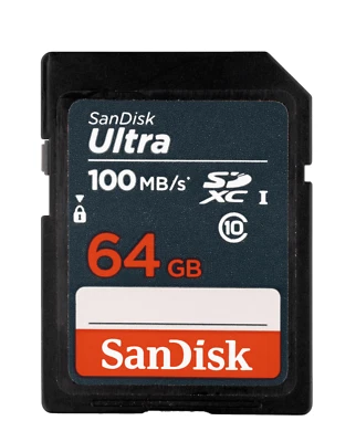 64GB Sandisk Ultra SD Card Class 10 SDXC UHS-I 100MB/s (SDSDUNR-064G-GN3IN) - Image 1 of 4