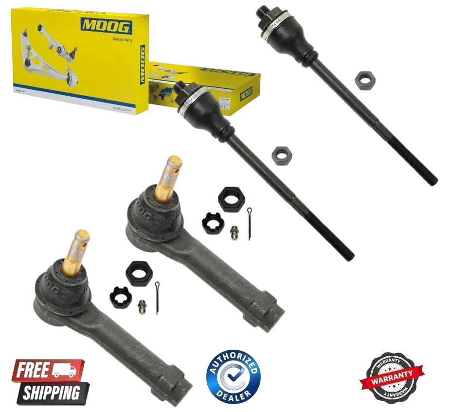 PREMIUM Moog Inner and Outer Tie Rods 99-07 Chevy GMC Trucks SUV ES3488 ES3493T - Image 1 of 1
