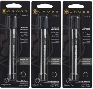 6 RELLENOS CRUZADOS PARA BOLÍGRAFOS, TINTA MEDIANA, NEGRA 3 x 2/PAQUETE. MODELO: 8513-2 - Imagen 1 de 1