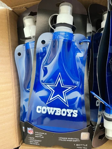Dallas Cowboys 16 ounce Foldable Water Bottle - Pack of 12 Cover