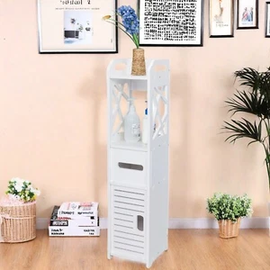 Bathroom Storage Cabinet - White, Open Storage Space, Wood-Plastic & Narrow - Picture 1 of 24