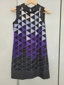 Beautiful purple geometric Principles dress by Ben de Lisi petite size 8 VGC - Picture 1 of 10