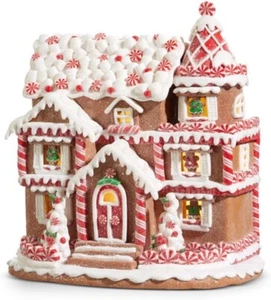 Raz Imports Candy Peppermint Gingerbread Lighted Faux House Christmas 11" - Picture 1 of 1