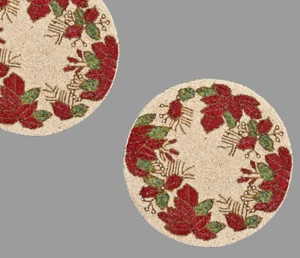 Juego de 6 manteles individuales mantel floral con cuentas a mano plato cargador de Navidad 13X13 pulgadas - Imagen 1 de 8