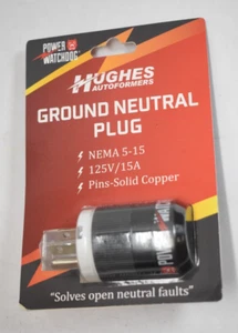 Enchufe neutro a tierra Hughes Autoformers NEMA 5-15 125V/15A GNBPLUG pasadores-sólido - Imagen 1 de 10