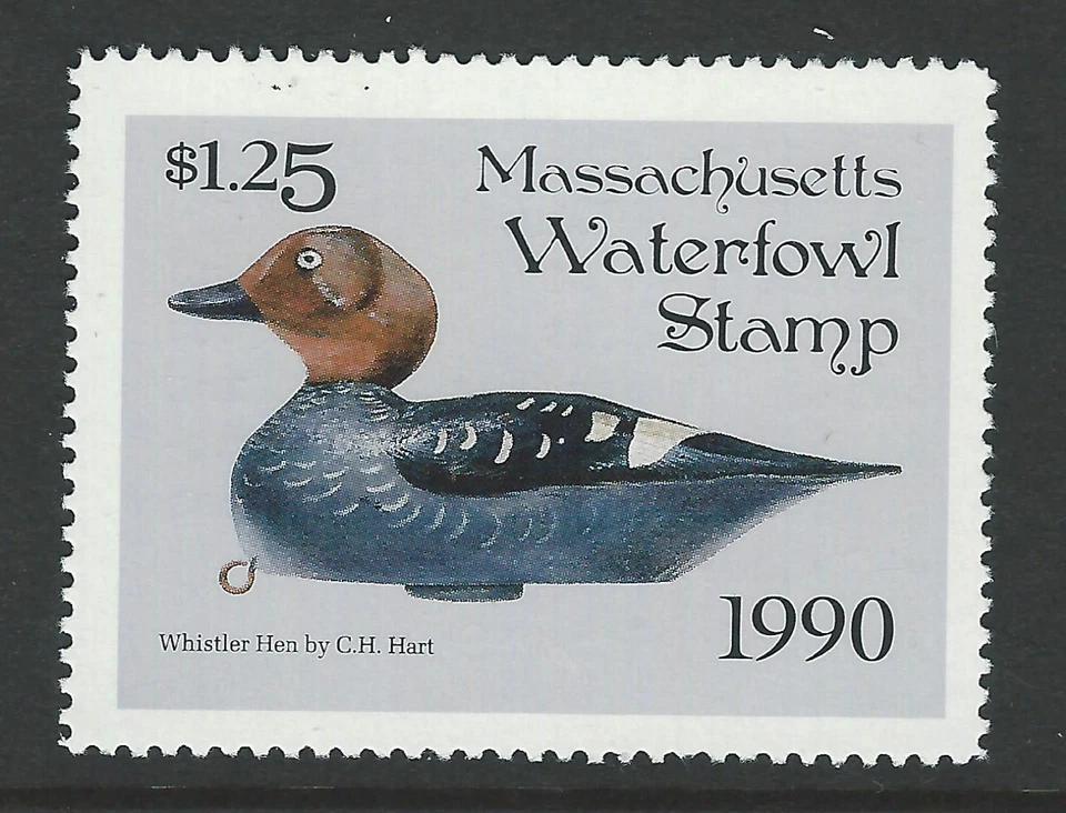 Bigjake: MA17, $1.25 Whistler Hen Decoy, 1990 Massachusetts - Image 1 of 1