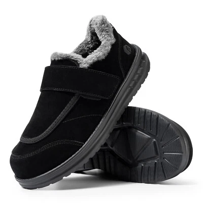 FitVille Hombres Cálidas Zapatillas de Invierno Sin Cordones Informales Zapatos para Diabéticos con Correa Exterior Foto 1 de 4