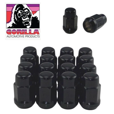 16 tuercas Gorilla negras 14 mm x 1,50 abultamiento bellota asiento 3/4" hexagonal 14x1,5 41148BC  Foto 1 de 4