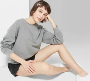 Womens Raw Edge Crew Sweatshirt - Wild Fable - Heather Gray - Various Sizes-NWT - Picture 1 of 2