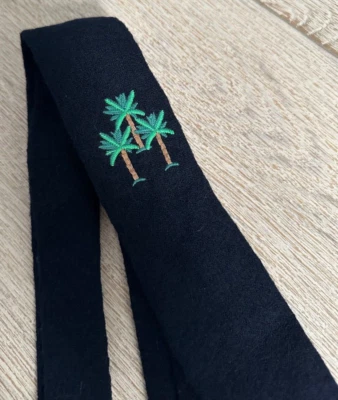 Rowing Blazers Tie Navy Blue Three Palm Trees Unlined 100% Wool Made in Portugal - Image 1 of 4