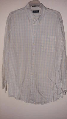  Nautica Yellow Blue  Button Down Long Sleeve  Plaid Shirt Men's 16 1/2 34/35 - Image 1 of 3