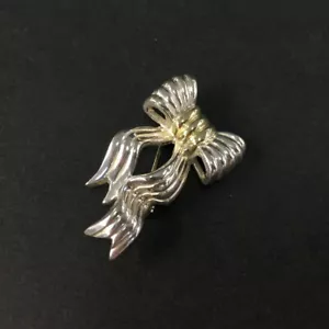 TIFFANY&CO. Silver 925/Gold 750 Ribbon Brooch/2BB3157 - Imagen 1 de 8