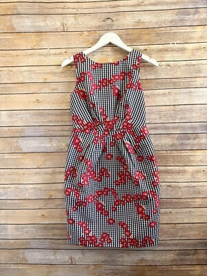 Vestido Adrianna Papell para mujer talla 2 pequeño bordado floral guinga Foto 1 de 4