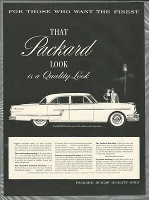 Publicidad Packard Patrician 1954, sedán Packard, blanco y negro Foto 1 de 3