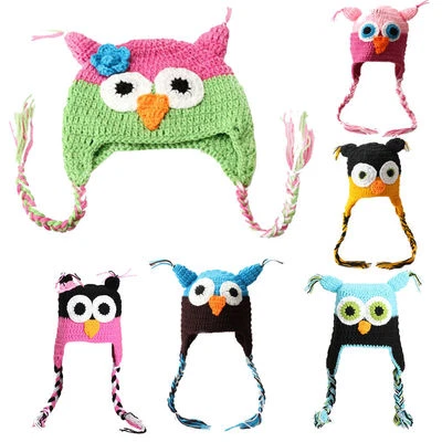 Newborn, Boys, Girls,  and Baby Crochet Knit Photography Photo Props Owl Hat USA - Image 1 of 4