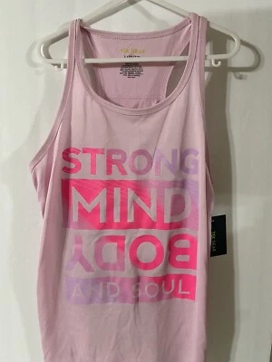 Tek Gear Girls Large 10/12 Pink Workout Tank Strong Mind Body Soul New With Tags - Image 1 of 4