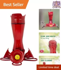 Translucent Red Glass Hummingbird Feeder with Ant Moat and Flower Ports - Picture 1 of 10