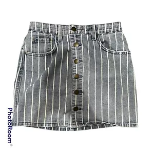 Billabong Denim Pinstripe jean Pencil Skirt Buttonup Women 28 BJ - Picture 1 of 5