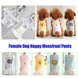 Female Dog Nappy Diaper Season Teddy Puppy Knicker Hygiene Menstrual Pants S-L - Photo 1/17