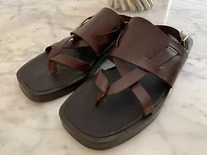 $920 Men's GUCCI Brown Leather Gladiator Style Heavy Strap Sandals US 10/10.5D - Picture 1 of 17