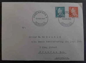 1961 Denmark King Frederik IX Definitives FDC ties 2 stamps Copenhagen to Austra - Picture 1 of 2