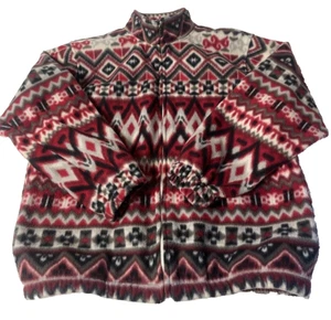 Chaqueta de lana Alfred Dunner pequeña mediana con cremallera completa azteca negra blanca roja bolsillos - Imagen 1 de 19