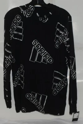 阿迪达斯 AA7302 大号 14/16 黑色双曝光连帽T恤 — 第 1/4 张图片