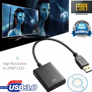 Para PC Laptop HDTV LCD TV Convertidor HD 1080P USB 3.0 a HDMI Cable Adaptador - Imagen 1 de 13