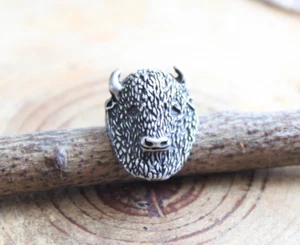 Pewter BISON BUFFALO Tie Tack Tie Pin Hat Pin Navajo - Picture 1 of 3