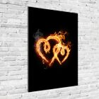 Wandbild Kunst-Druck auf Hart-Glas senkrecht 70x100 Brennende Herzen