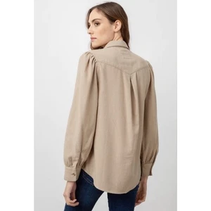 Rails Ada Button Down Shirt Heather Toffee Tan Long Sleeve Puffed Sleeve  Large - Picture 1 of 7