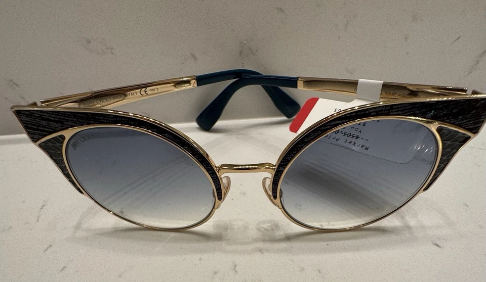 Jimmy Choo Eddy/s 2f7t4 Grey Black Gold Mirror Sunglasses 66-04-150