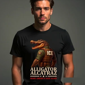 Alligator Alcatraz Natures Own Border Patrol lustige Tiere Erwachsene Herren T-Shirt - Bild 1 von 4