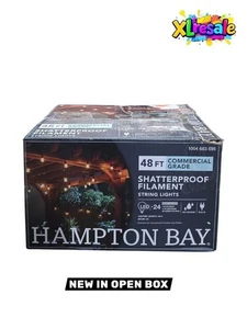 Hampton Bay 24 luci 48 piedi plug-in interno/esterno Edison patio stringa luce con - Foto 1 di 10