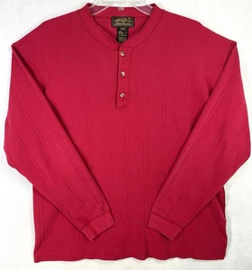 Vintage Eddie Bauer Ribbed 1/4 Button Up Knit Sweater Mens L Red - Picture 1 of 7
