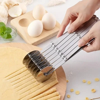 Extendable Pizza Cutter Slicer 5-wheels Durable Dough Stainless Steel Baking - Image 1 of 4