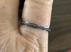 Blue Diamond 925 Sterling Silver Band Ring Sz 10 - Picture 1 of 5