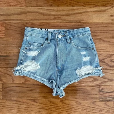 BDG Hamilton Jean Shorts Womens 27 Distressed High Rise Cheeky Boho Daisy Dukes - Image 1 of 4