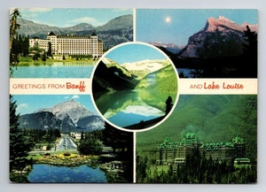 Postal de 6x4" saludos desde Banff & Lake Louise, Alberta - Multiview - Hotel - Imagen 1 de 2