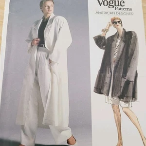 Vogue 1706 US Designer ANNE KLEIN Sz 8 Oversized Trench Coat 80s Pants CUT - Picture 1 of 7