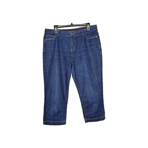 Dana Buchman Womens Signature Dark Wash Blue Jean Denim Capri Jeans SZ 14 Casual - Picture 1 of 15