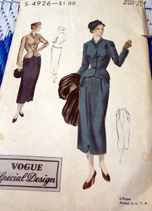 *LOVELY VTG 1940s SUIT-DRESS VOGUE Special Design Sewing Pattern 12/30 - Picture 1 of 2