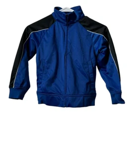 Sport Tek Youth Full Zip Long Sleeve Track Jacket, Black/Blue, XS - Picture 1 of 6