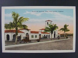 Antigua postal de la estación de tren costera West Palm Beach Florida FL 1915-30 - Imagen 1 de 2