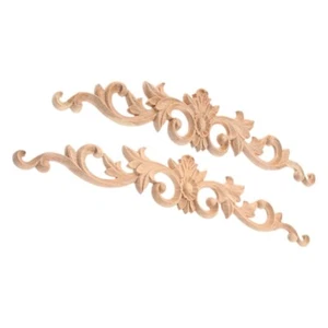 1Pc Wood Applique Unpainted Rubber Wood Onlays Antique Style DIY For Wardrobe - Picture 1 of 13