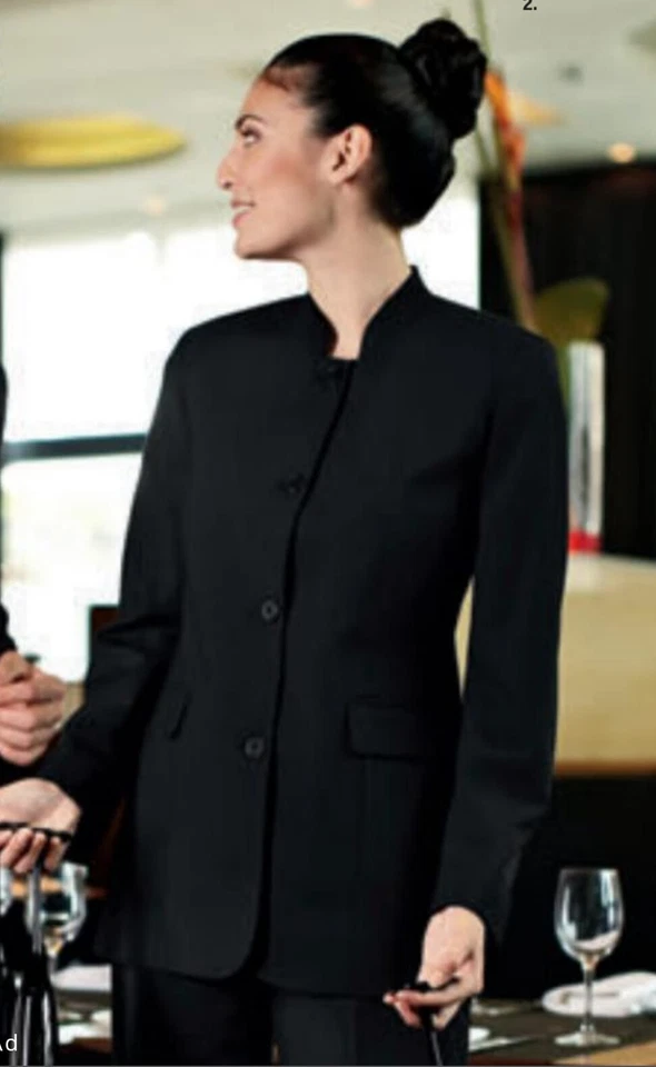SIMON JERSEY BLACK LADIES BANQUETING JACKET HOSPITALITY CATERING WAITRESS FJ0790 — 第 1/1 张图片
